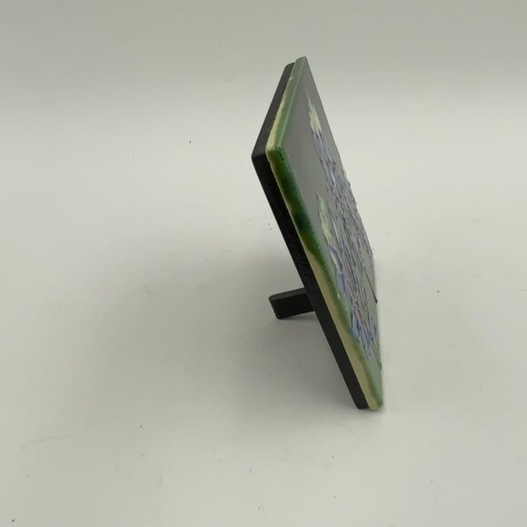 Hand Painted Texas Bluebonnet Flowers Square Ceramic Tile Raised Details - Picture 4 of 8